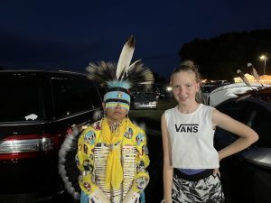 Anna with American Indian, powwow, day 8