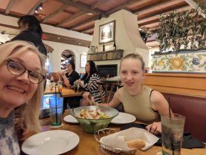 Shopping break, lunch at Olive Garden, day 7